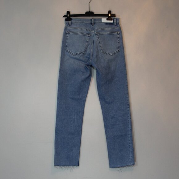 Re/done Comfort Stretch High Rise Stove Pipe sanded blue skinny jeans size 27 - Picture 2 of 9
